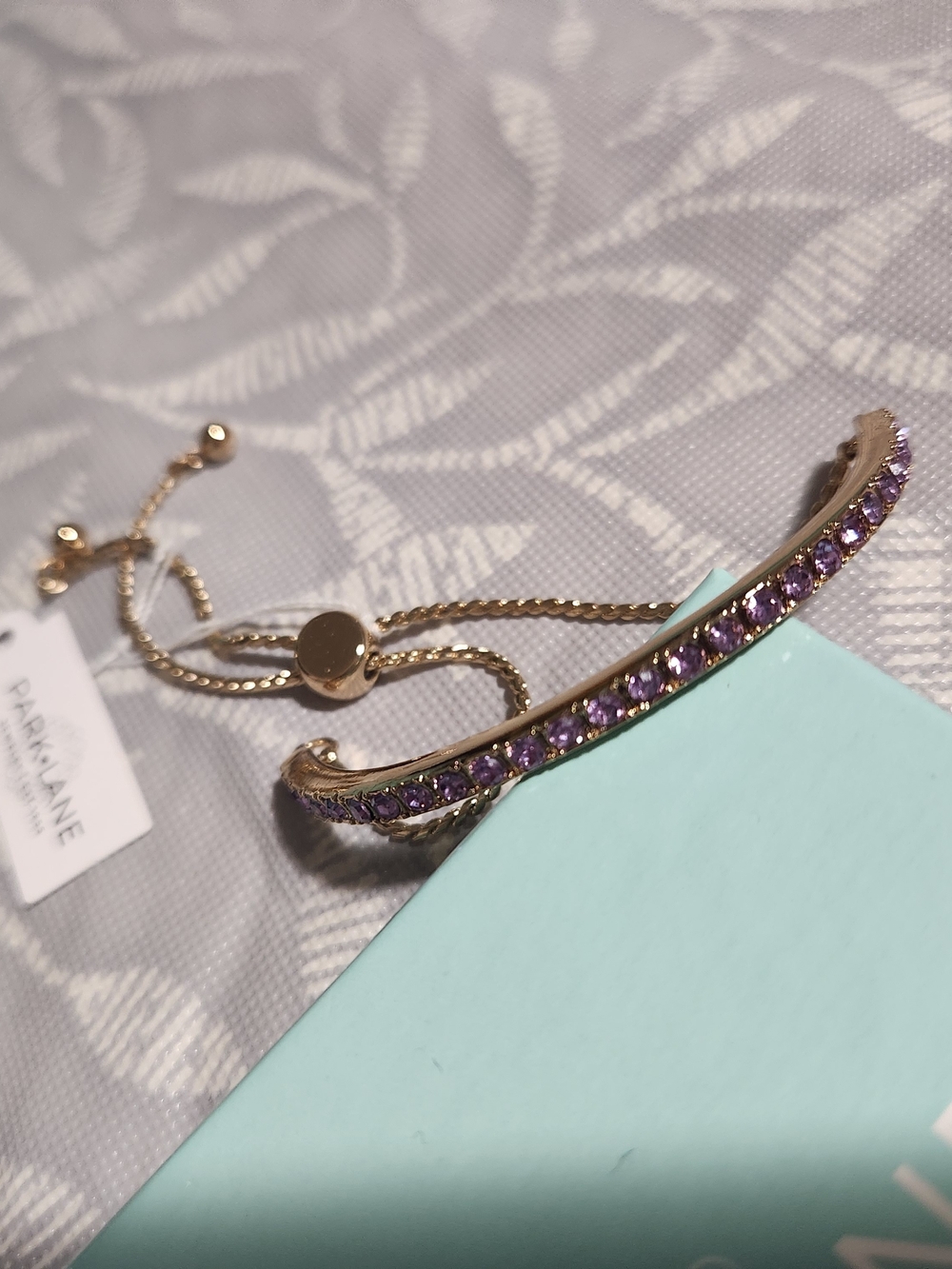 Park Lane Gold-Tone Bracelet with Purple Crystals and slider